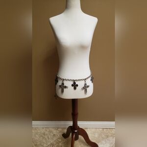 Vintage Metal Cross Chain Belt , Made In Italy